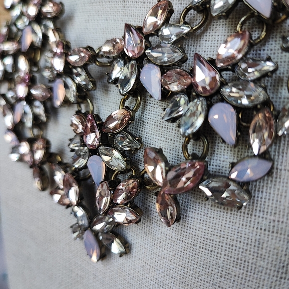 BaubleBar Opaline Antique Brass Bib Oversized Runway Necklace Crystal Opaline - Picture 5 of 14